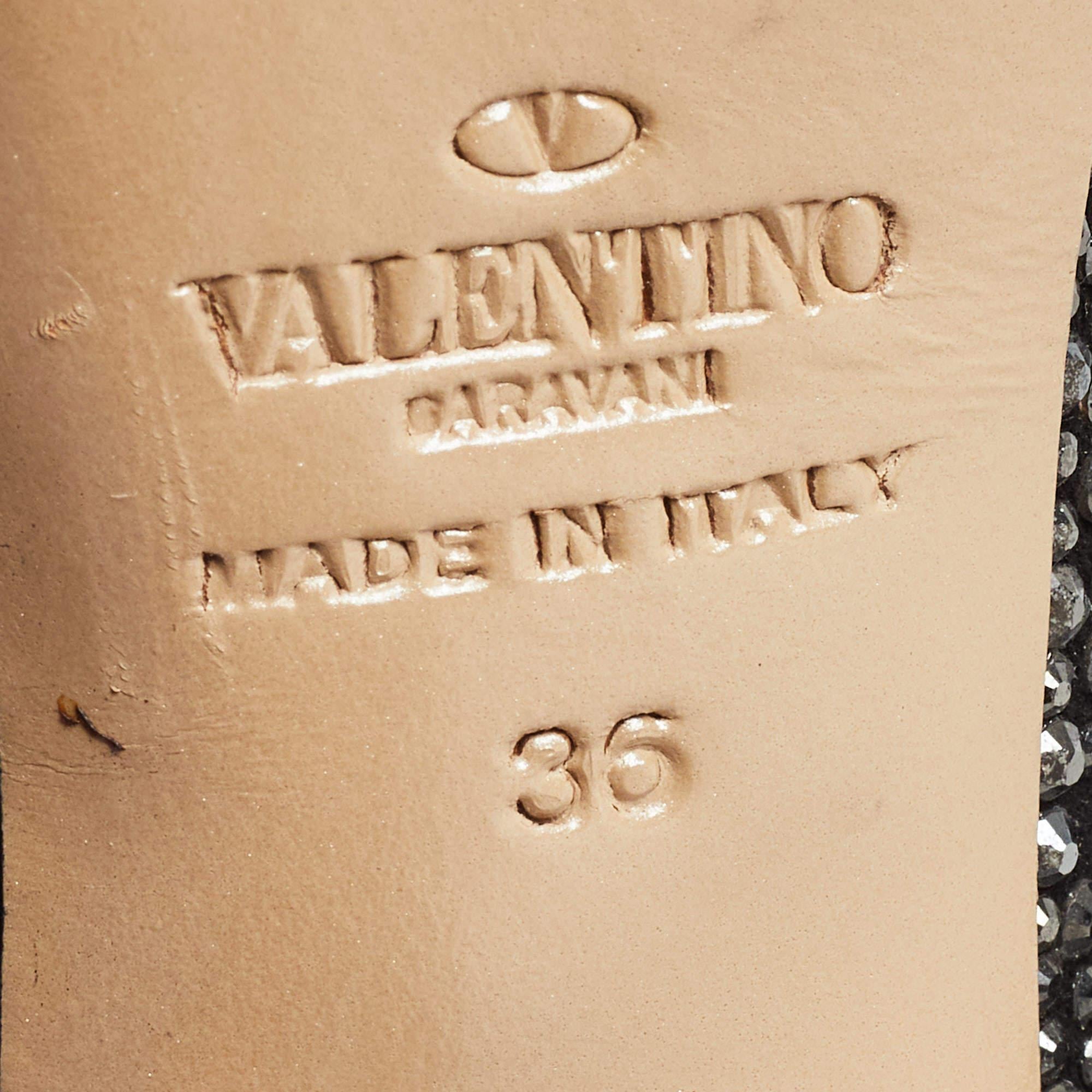 Valentino Black Suede and Crystal Embellished Slingback Sandals Size 36 3