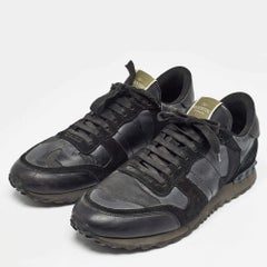 Valentino Black Suede and Leather Rockrunner Sneakers Size 45