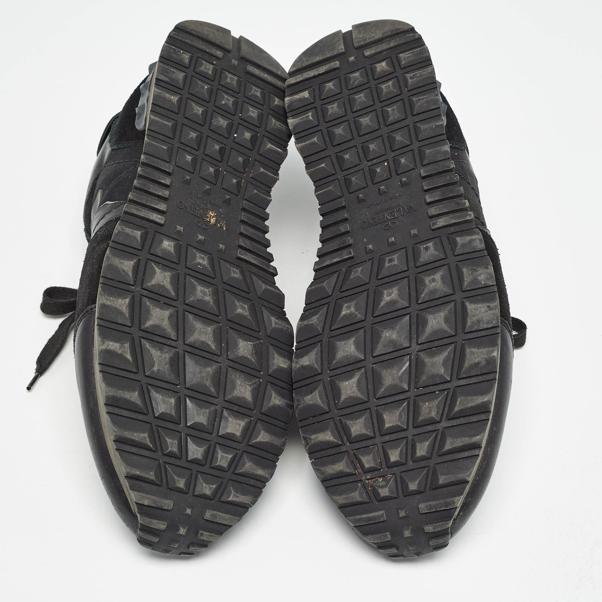 Valentino Black Suede and Leather Rockrunner Sneakers Size 45 For Sale 2