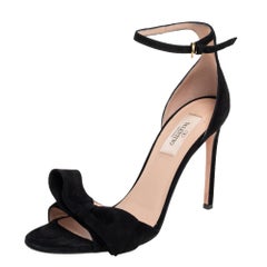 Valentino Black Suede Ankle Strap Bow Sandals Size 38