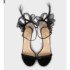 Valentino Black Suede Bow Stiletto Sandals Size 39