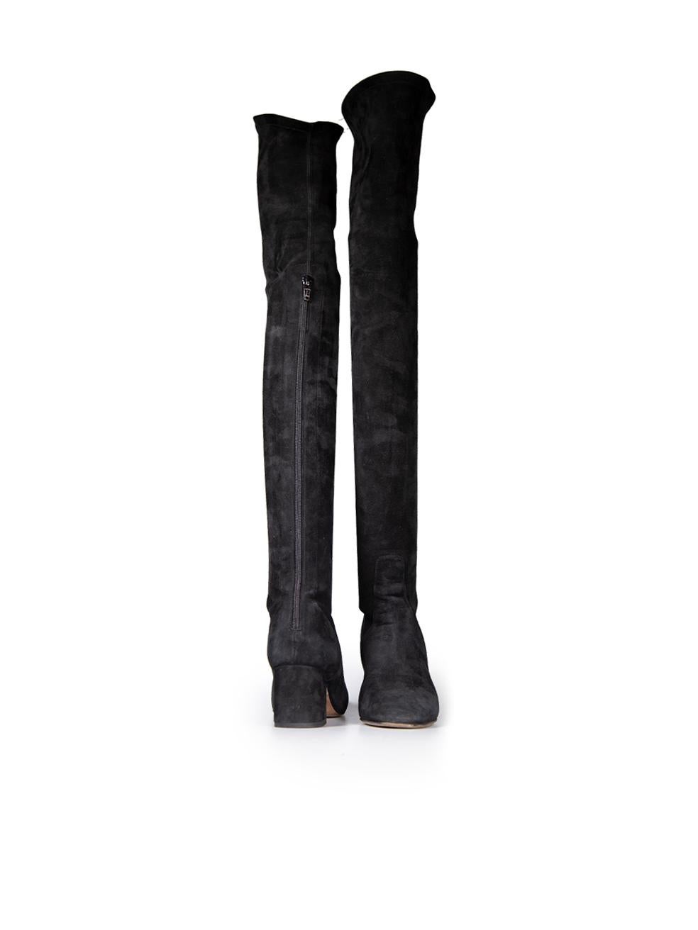 Valentino Black Suede Over-the-knee Boots Size IT 37 In Good Condition For Sale In London, GB