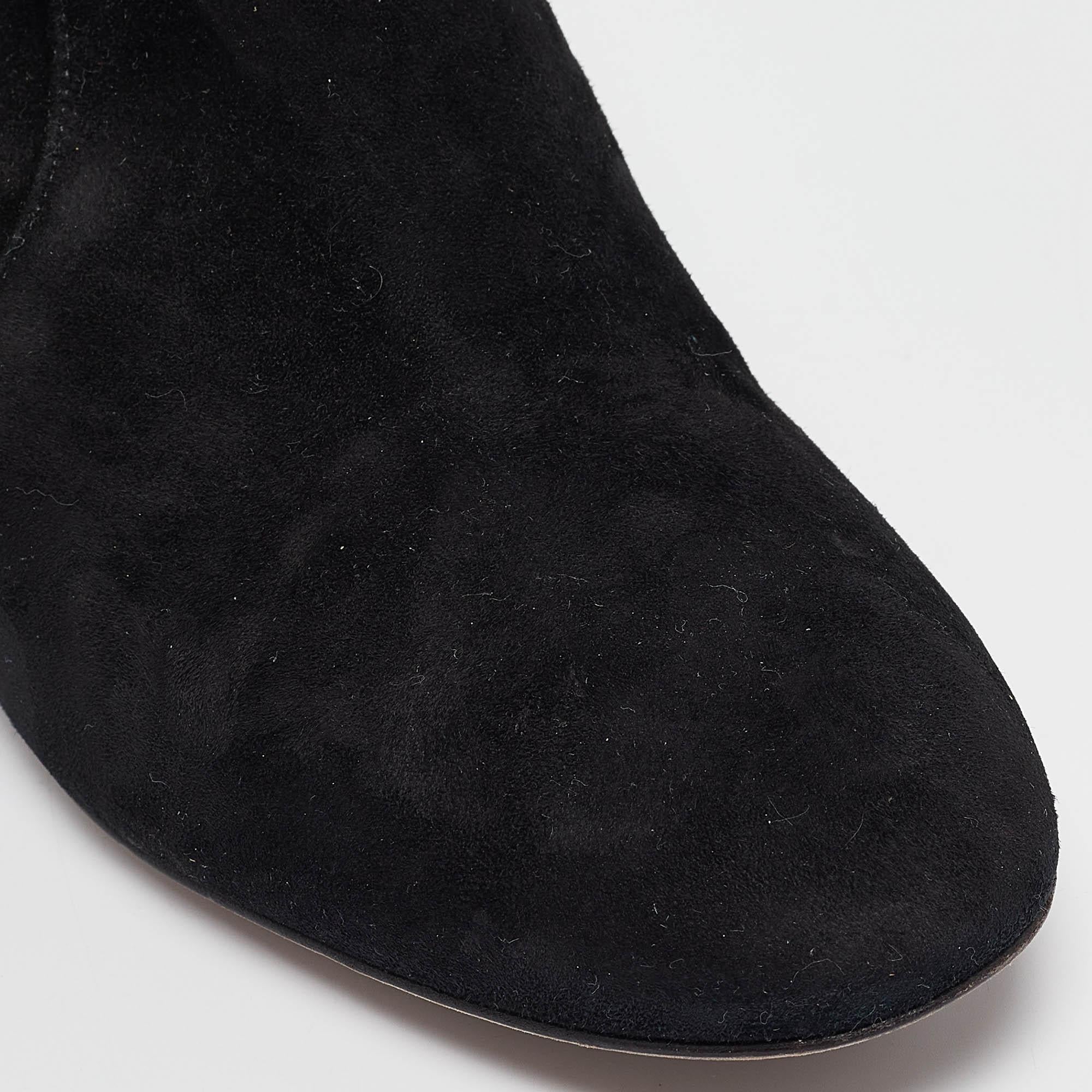 Valentino Black Suede Rockstud Ankle Length Boots Size 38 3