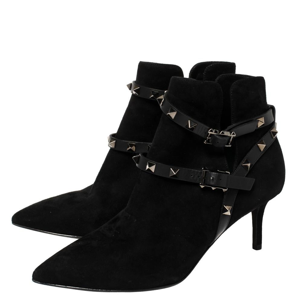 Valentino Black Suede Rockstud Harness Ankle Boots Size 36.5 3