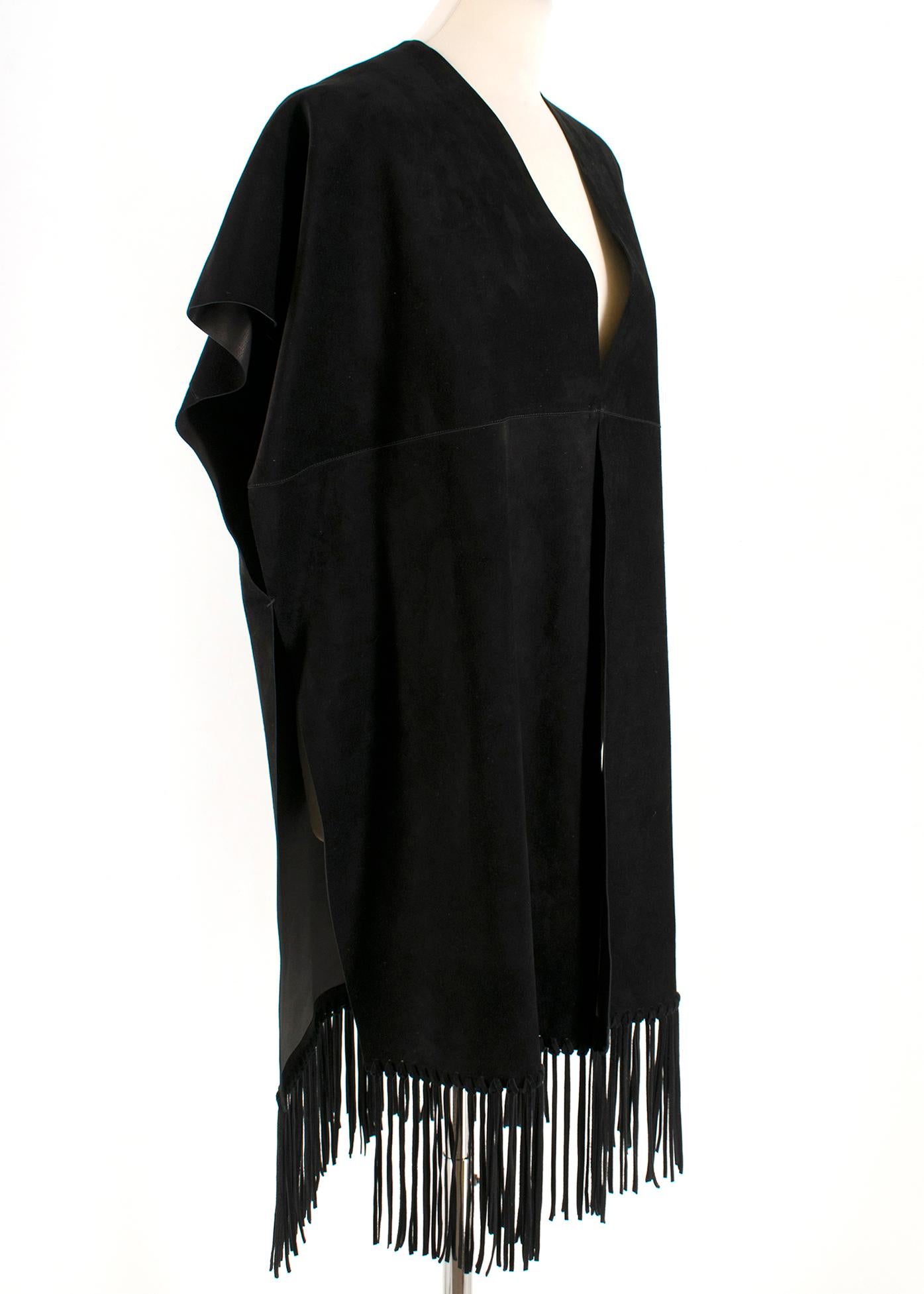  Valentino Black Suede Short Sleeve Caban Fringe detail Coat - Size S  In New Condition For Sale In London, GB