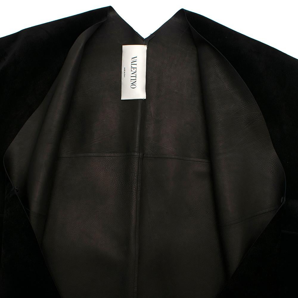  Valentino Black Suede Short Sleeve Caban Fringe detail Coat - Size S  For Sale 1