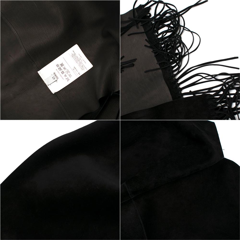  Valentino Black Suede Short Sleeve Caban Fringe detail Coat - Size S  For Sale 2