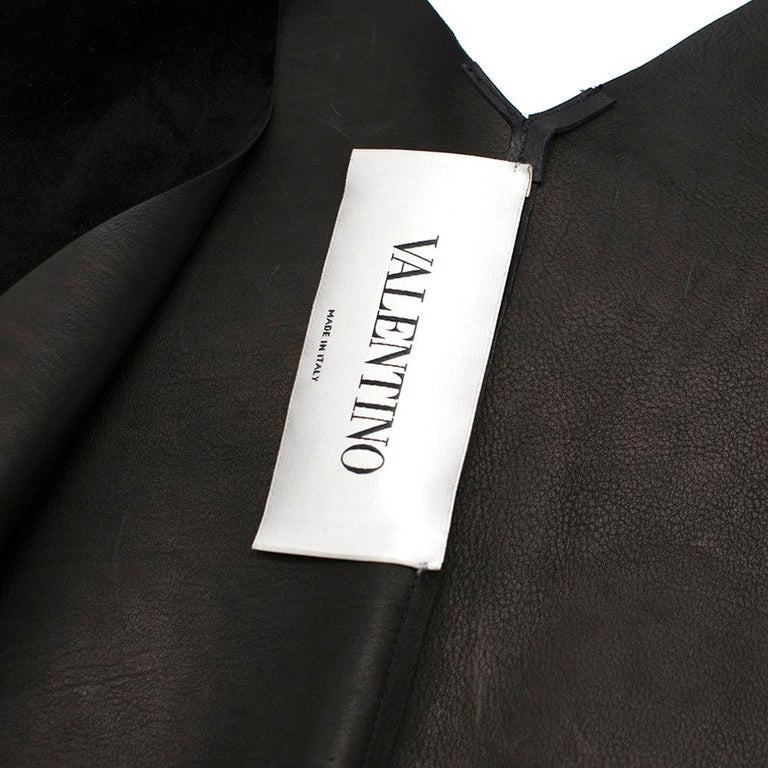 Valentino Black Suede Short Sleeve Caban Fringe detail Coat - Size S For  Sale at 1stDibs