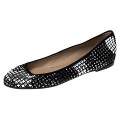 Valentino Black Suede With Studs And Crystals Ballet Flats Size 38