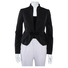 Valentino Black Synthetic Bow Detail Button Front Jacket S
