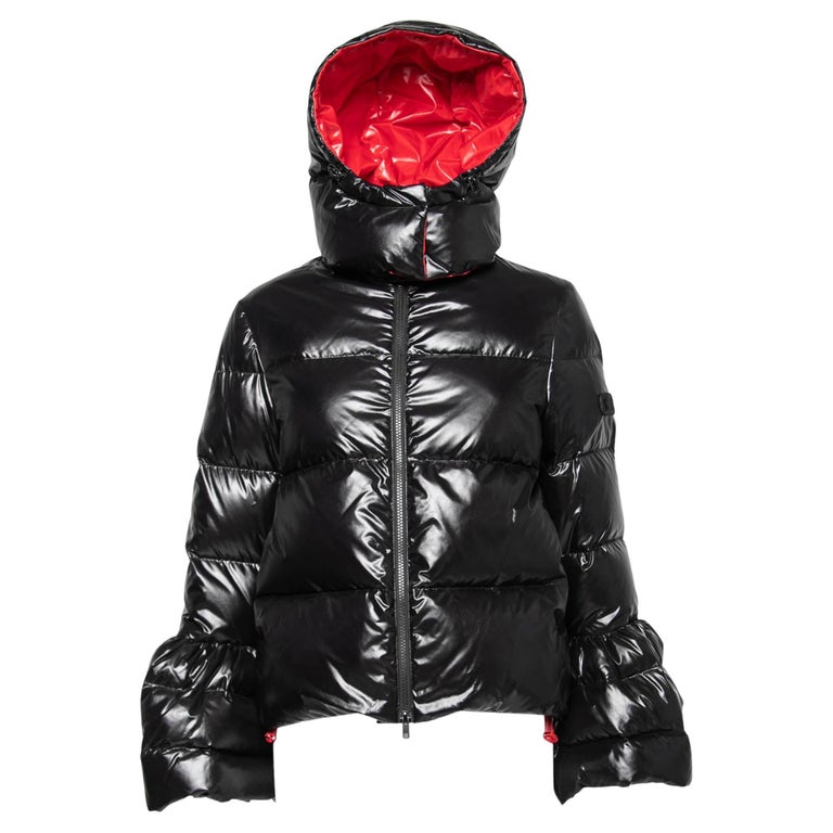 Valentino Black Synthetic Duvet Couture Padded Hooded Jacket L For Sale