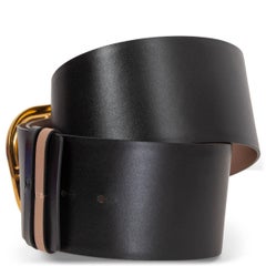 VALENTINO black & tan leather REVERSIBLE VLOGO Waist Belt 75