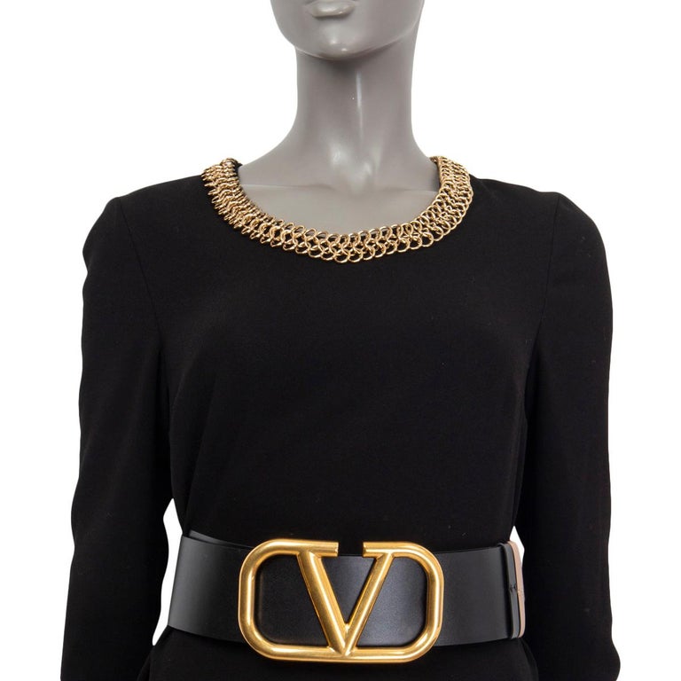 VALENTINO black and tan leather REVERSIBLE VLOGO Waist Belt  display picture 1