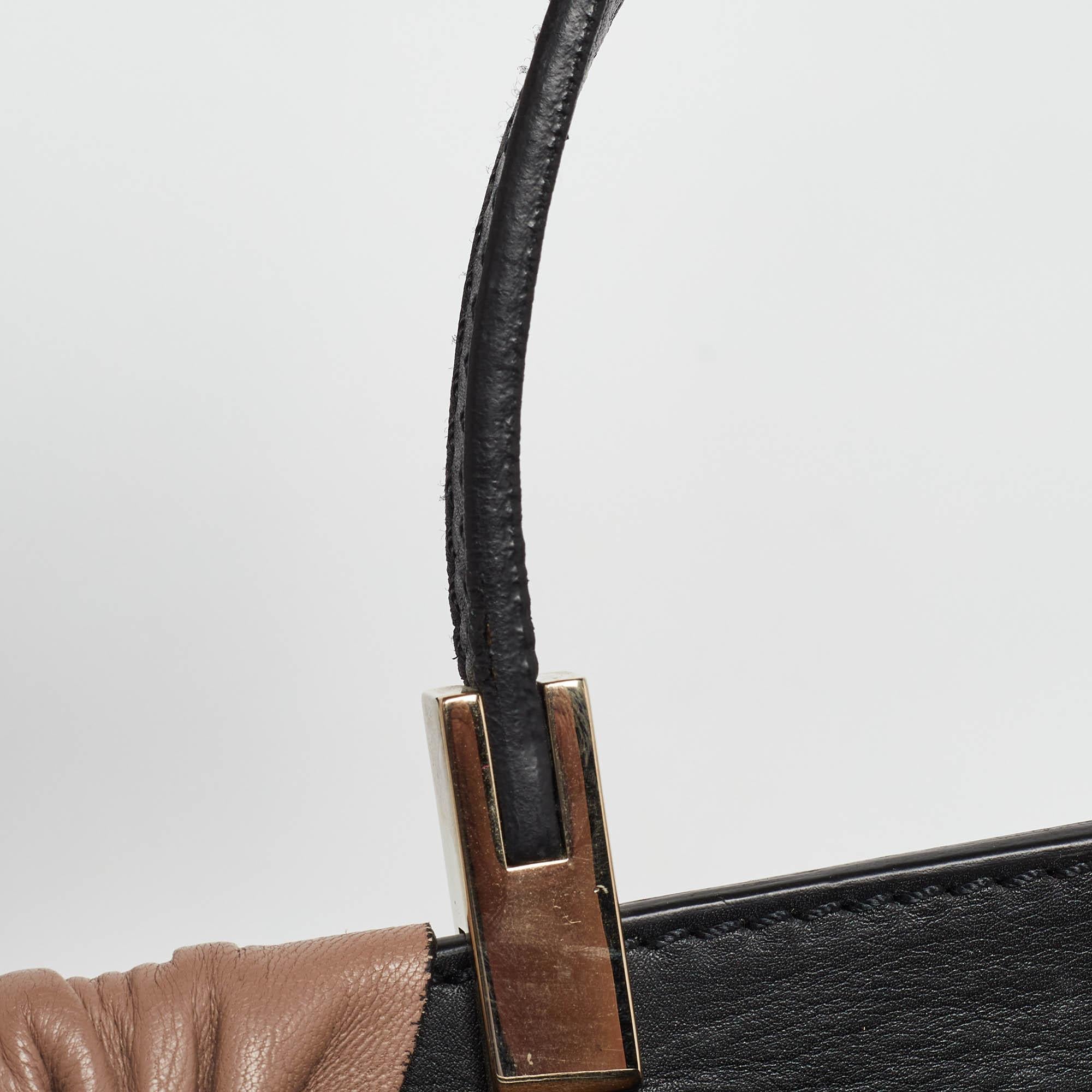 Valentino Schwarz/Taupe Ledertasche mit Aphrodite-Schleife und Henkel oben 3