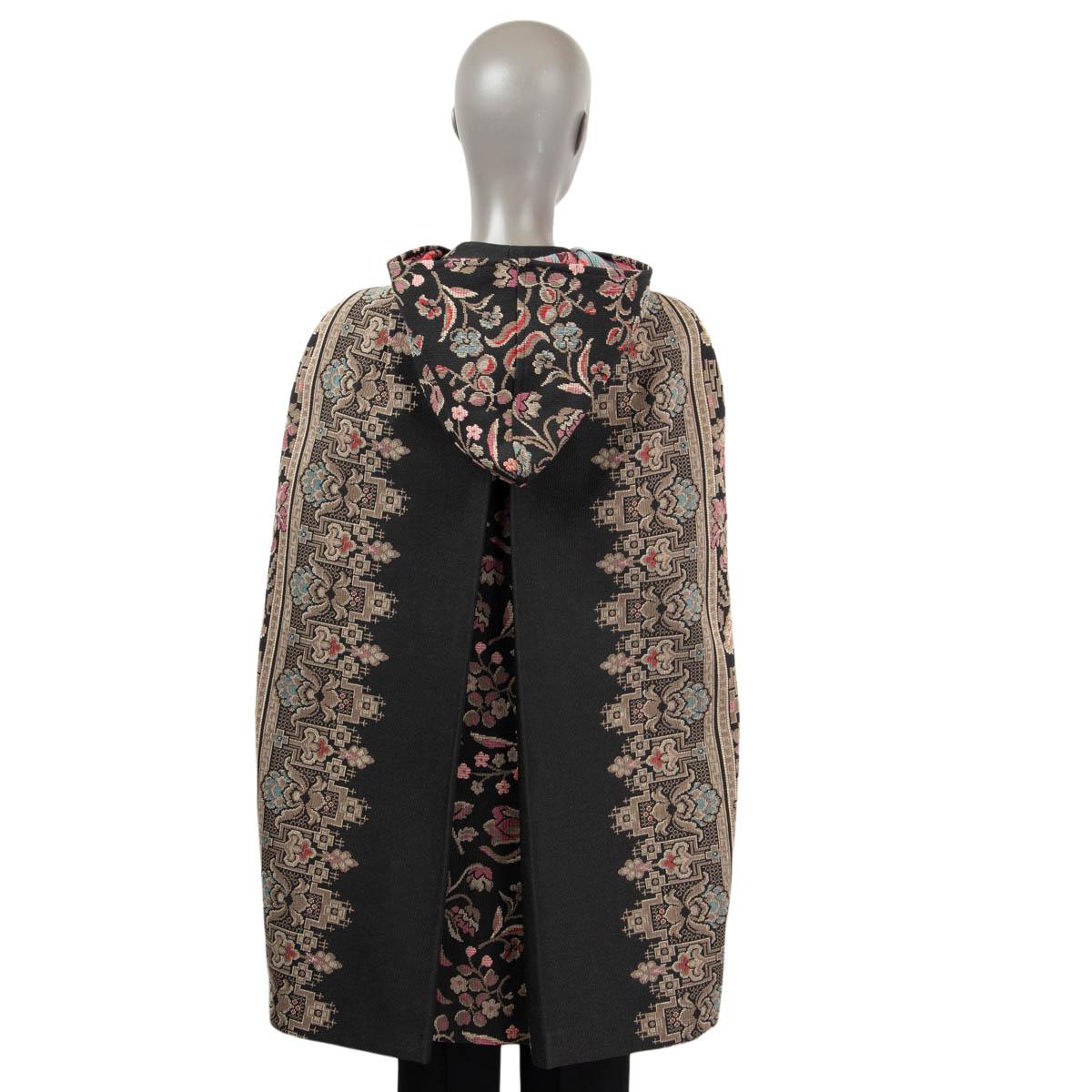 VALENTINO black taupe pink cotton 2013 FLORAL JACQUARD Cape Jacket 40 S For Sale 1