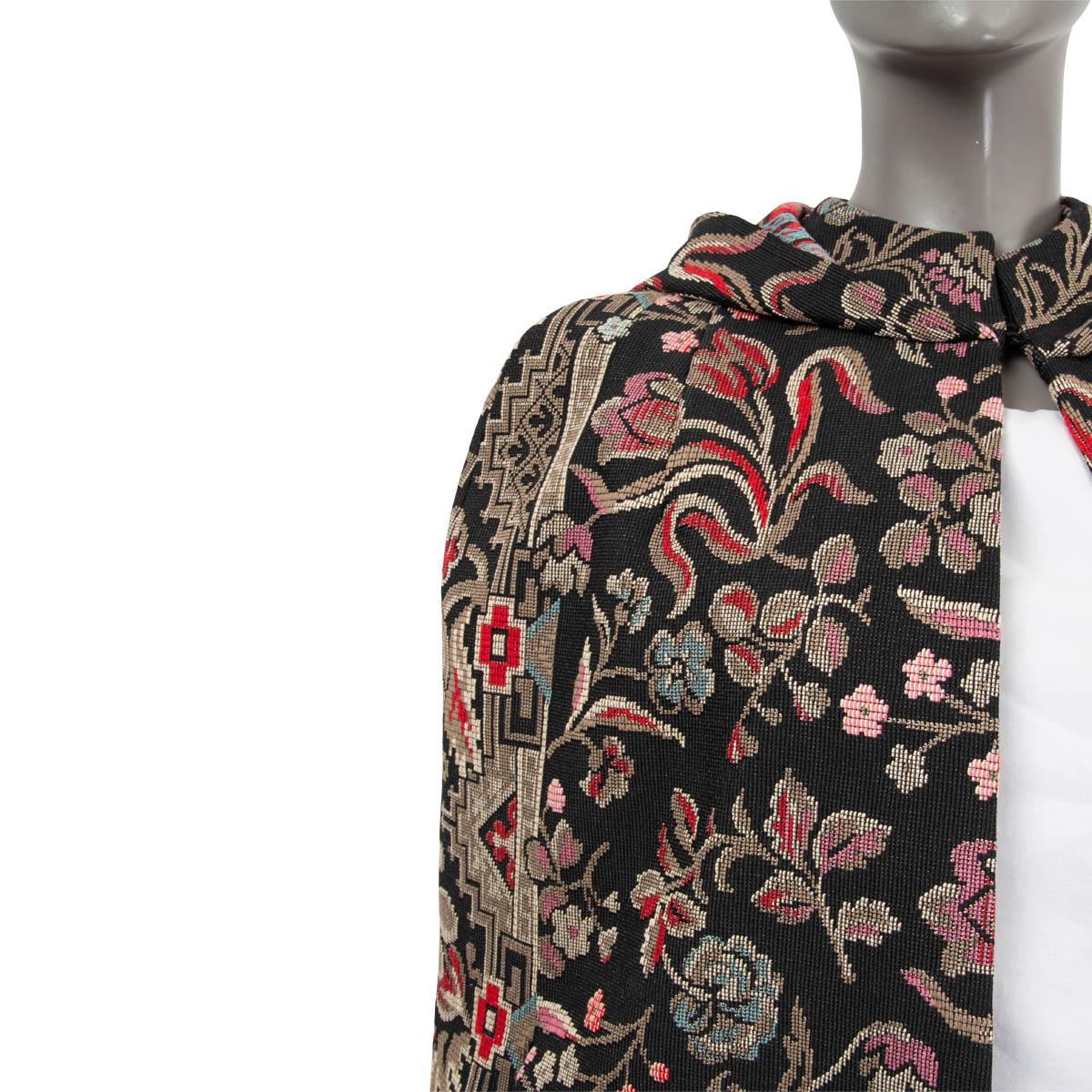 VALENTINO black taupe pink cotton 2013 FLORAL JACQUARD Cape Jacket 40 S For Sale 2
