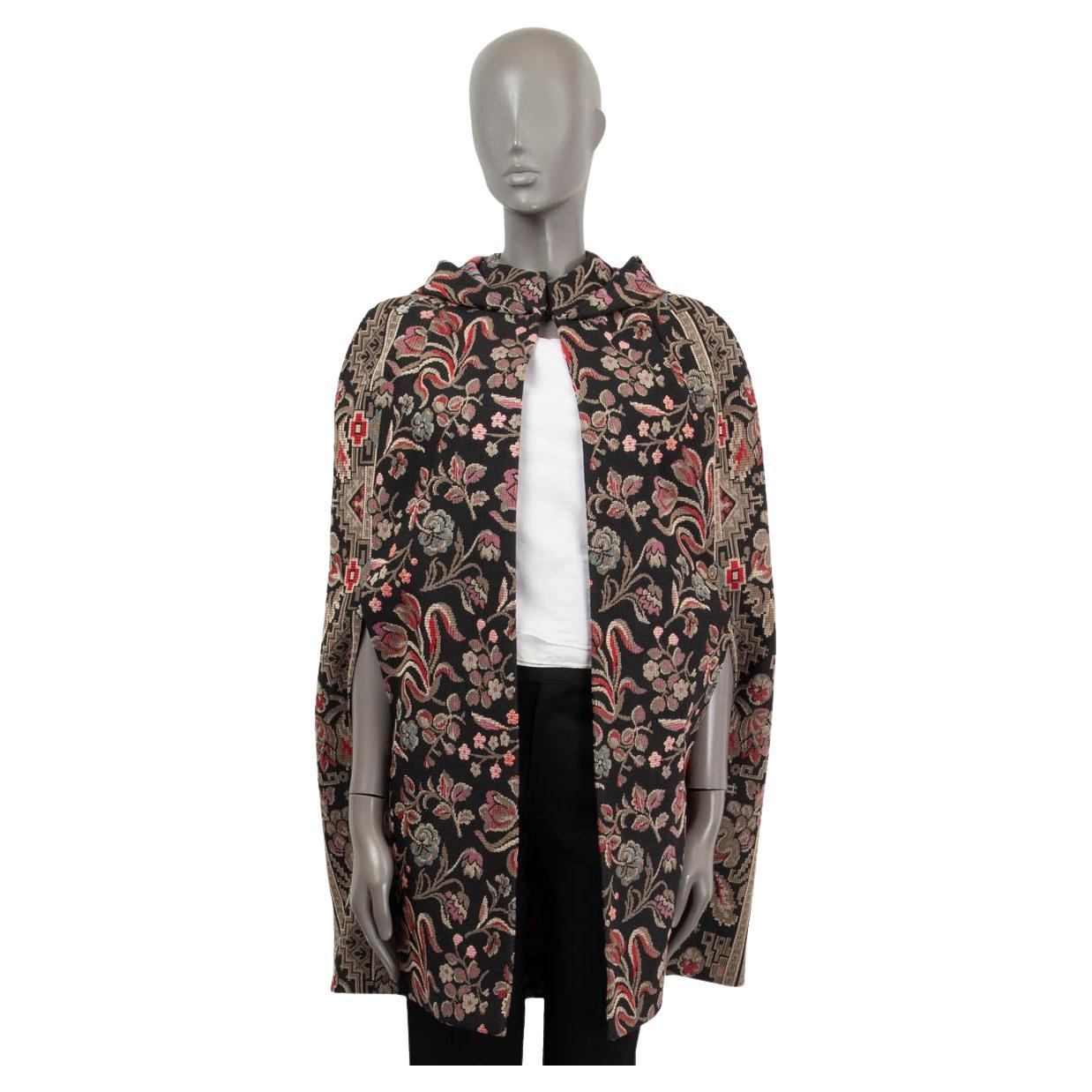 VALENTINO black taupe pink cotton 2013 FLORAL JACQUARD Cape Jacket 40 S For Sale