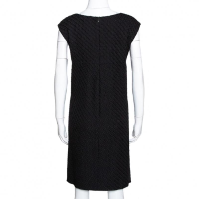 Valentino Vestido negro de lana texturizada con pedrería M Negro en venta