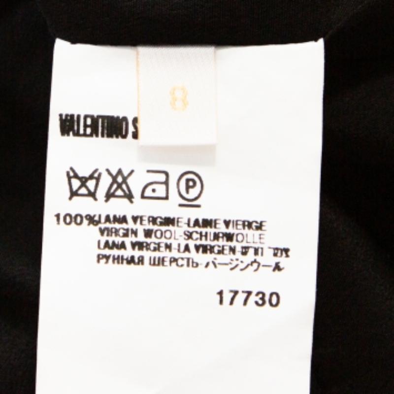 Valentino Vestido negro de lana texturizada con pedrería M en venta 1