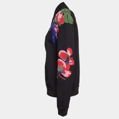 Valentino Black Tropical Intarsia Knitted Bomber Jacket L