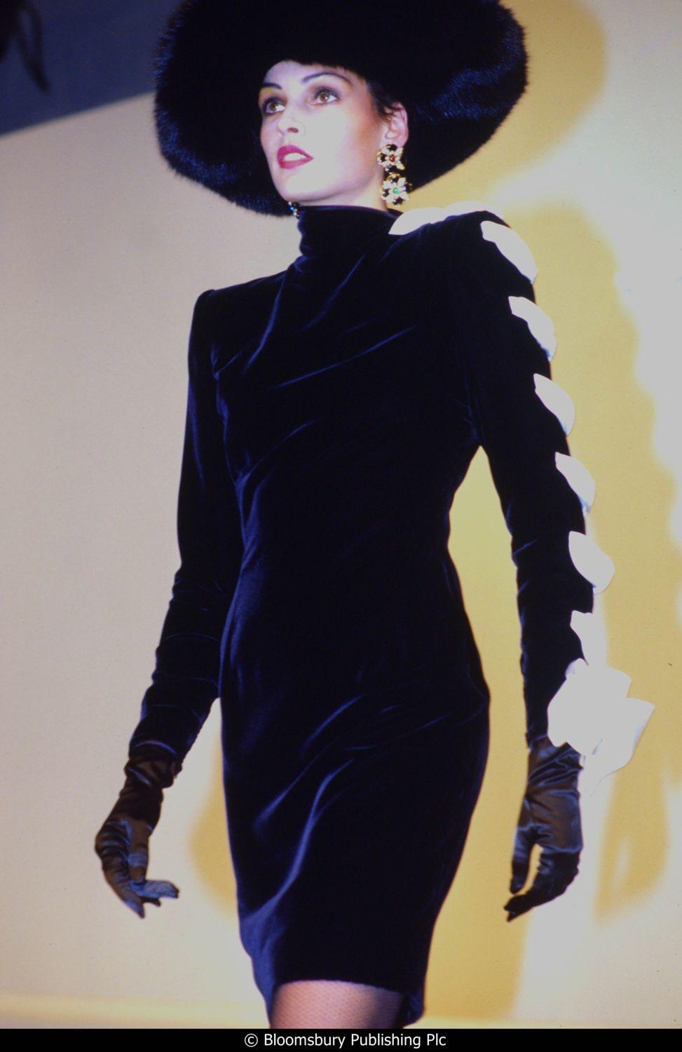 Valentino Black Velvet Ivory Satin Ribbon Bow Dress, 1980s 5