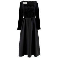 Valentino black velvet-panel wool & silk-blend dress IT 42
