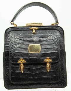VALENTINO GARAVANI, Aligator Top Handle Handbag with Gold Tone Hardware, 1960s