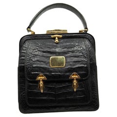 Valentino black vintage alligator handbag 