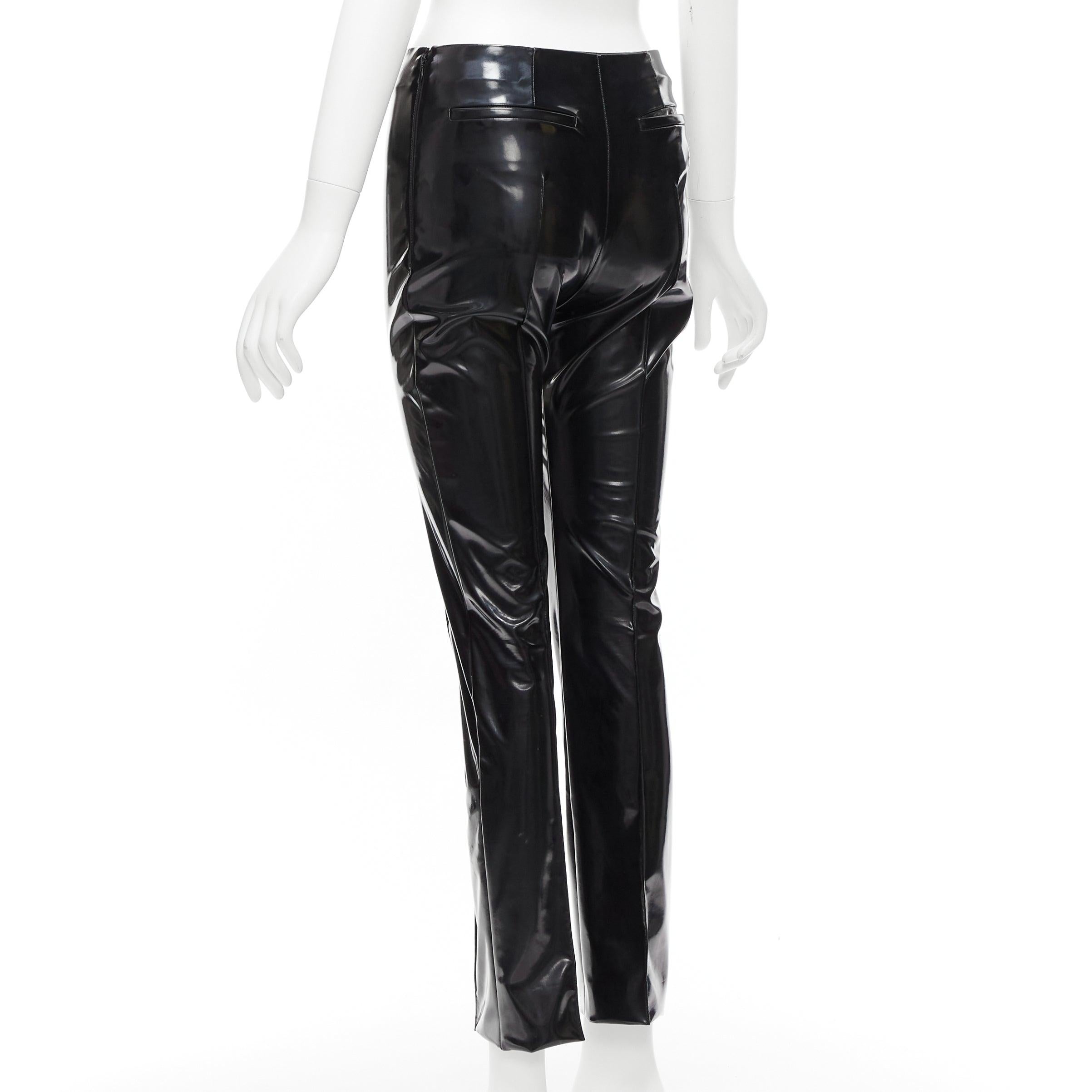VALENTINO black vinyl pleat front back slit pockets pants S For Sale 1
