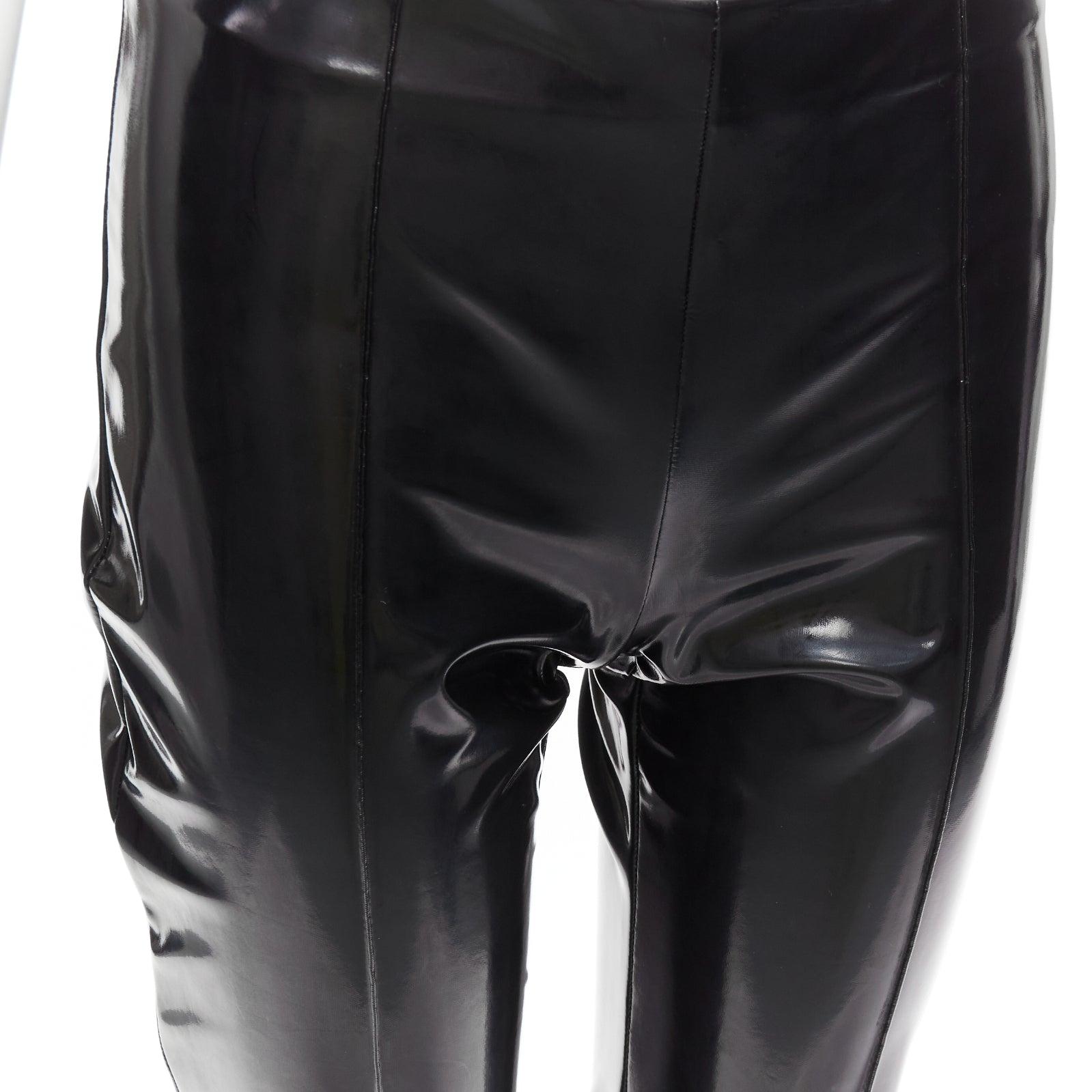 VALENTINO black vinyl pleat front back slit pockets pants S For Sale 2