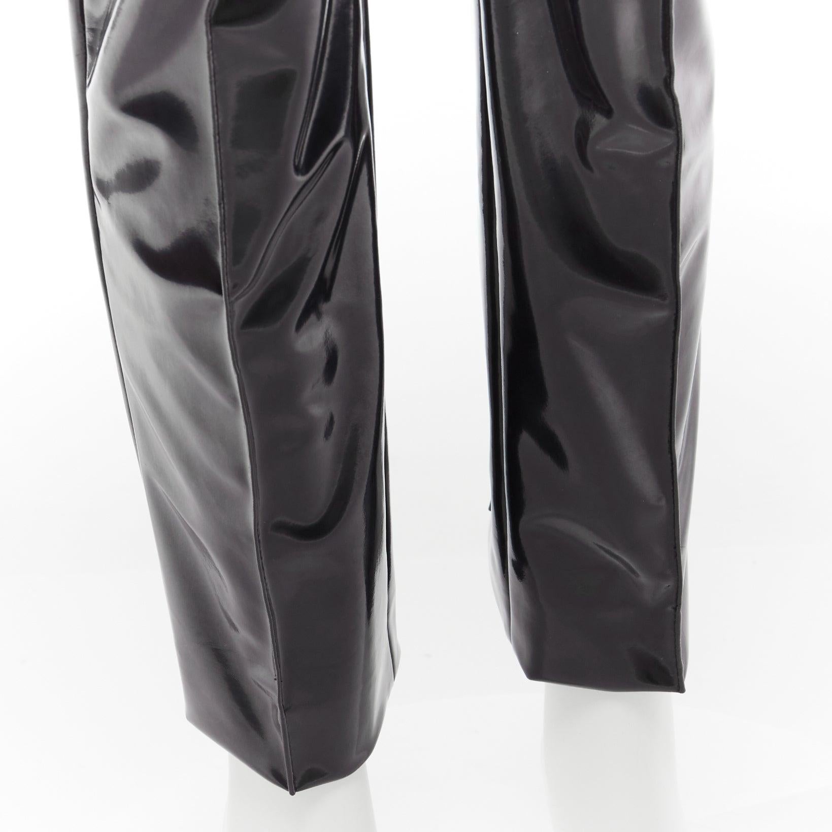 VALENTINO black vinyl pleat front back slit pockets pants S For Sale 3