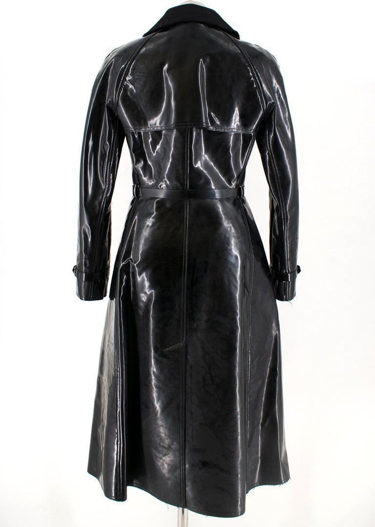 Valentino Black Vinyl Trench Coat - Size US S4 For Sale at 1stDibs