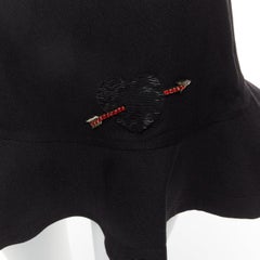 VALENTINO black virgin wool blend red bead Heart flared skirt shorts IT38 XS