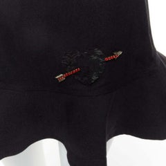 VALENTINO black virgin wool blend red bead Heart flared skirt shorts IT38 XS
