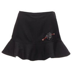 VALENTINO black virgin wool blend red bead Heart flared skirt shorts IT38 XS