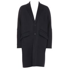 VALENTINO black virgin wool cashmere 2 button flap pocket notch lapel coat IT44