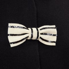 VALENTINO black virgin wool striped sequin trio bow knit cardigan XS