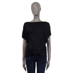 VALENTINO black viscose & cotton BOW Short Sleeve Blouse Shirt S