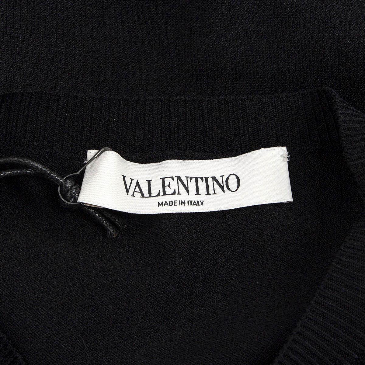 VALENTINO black viscose LACE TRIM SHORT SLEEVE Dress S For Sale 2