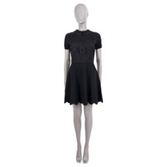 VALENTINO black viscose ROCKSTUD LACE PANELLED MINI Dress M