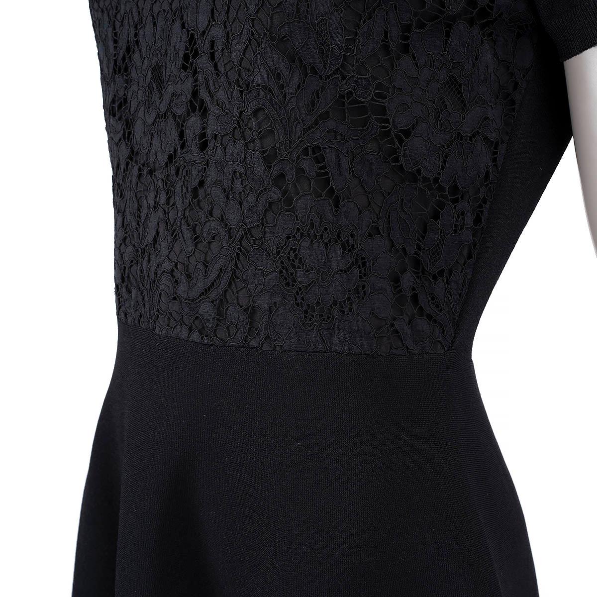 VALENTINO black viscose ROCKSTUD LACE PANELLED MINI Dress M For Sale 2