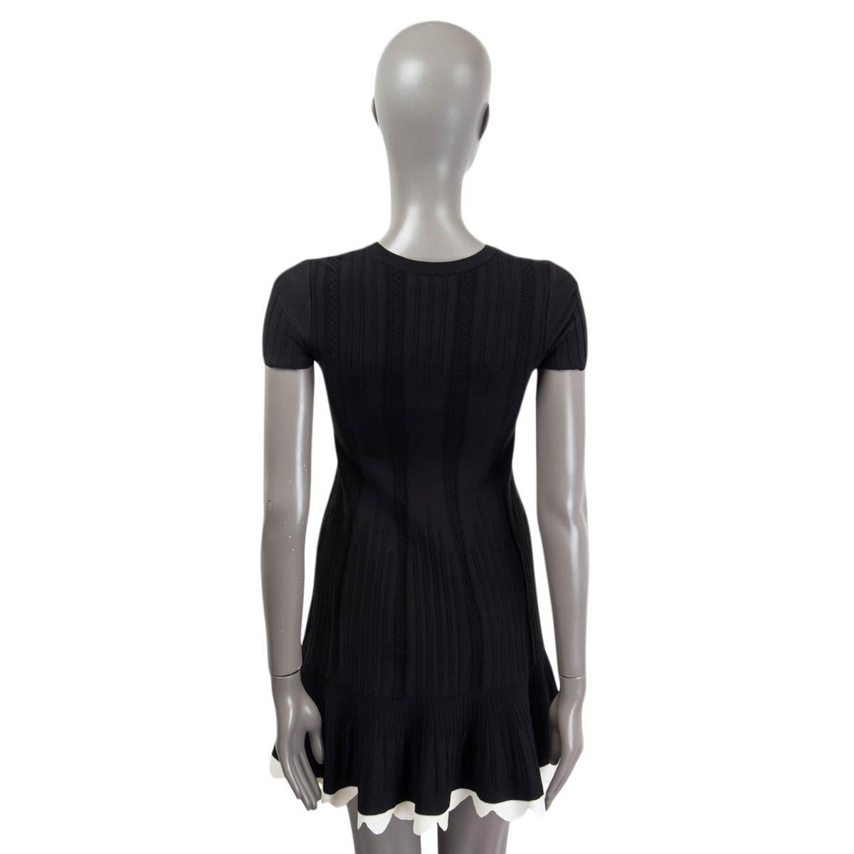 Women's VALENTINO black viscose SCALLOPED POINTELLE MINI KNIT Dress XS