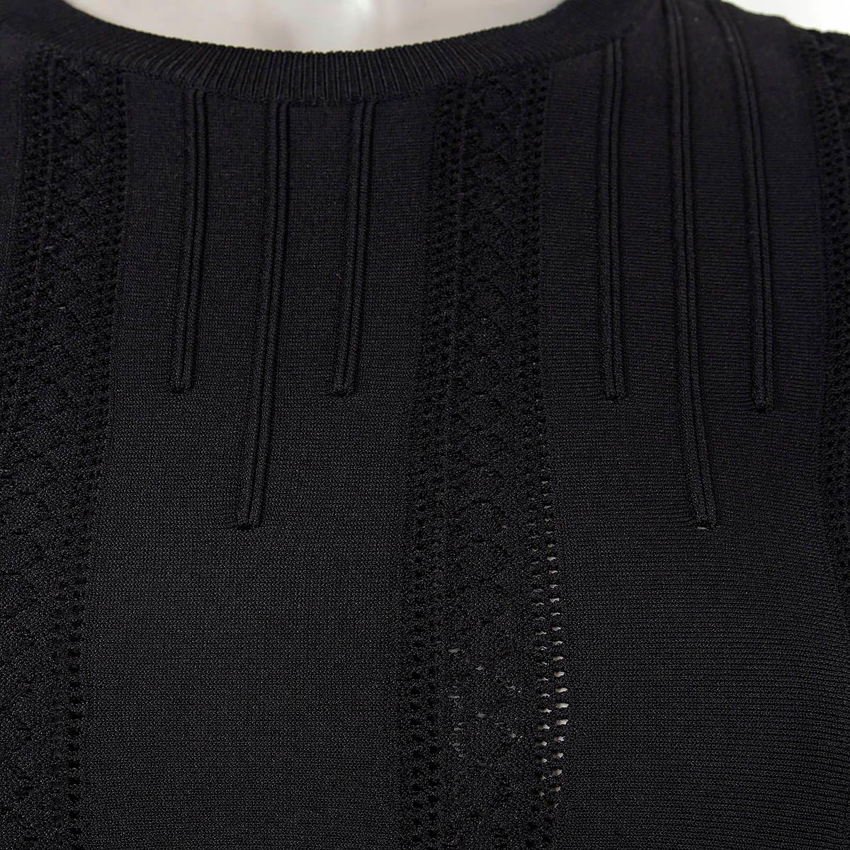 VALENTINO black viscose SCALLOPED POINTELLE MINI KNIT Dress XS 1