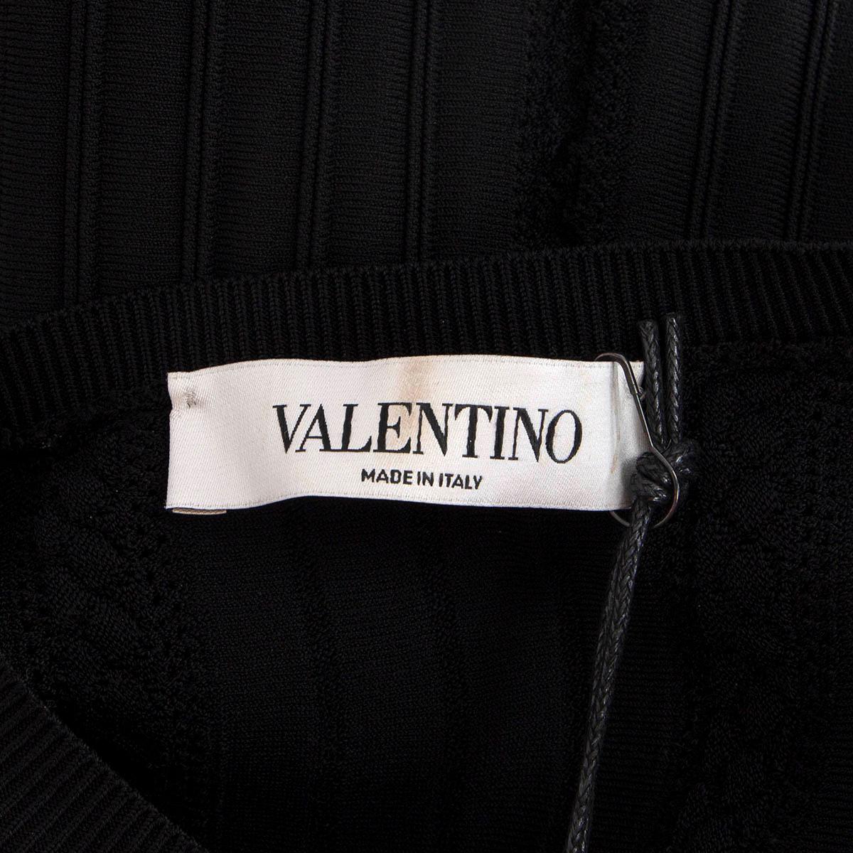 VALENTINO black viscose SCALLOPED POINTELLE MINI KNIT Dress XS 2