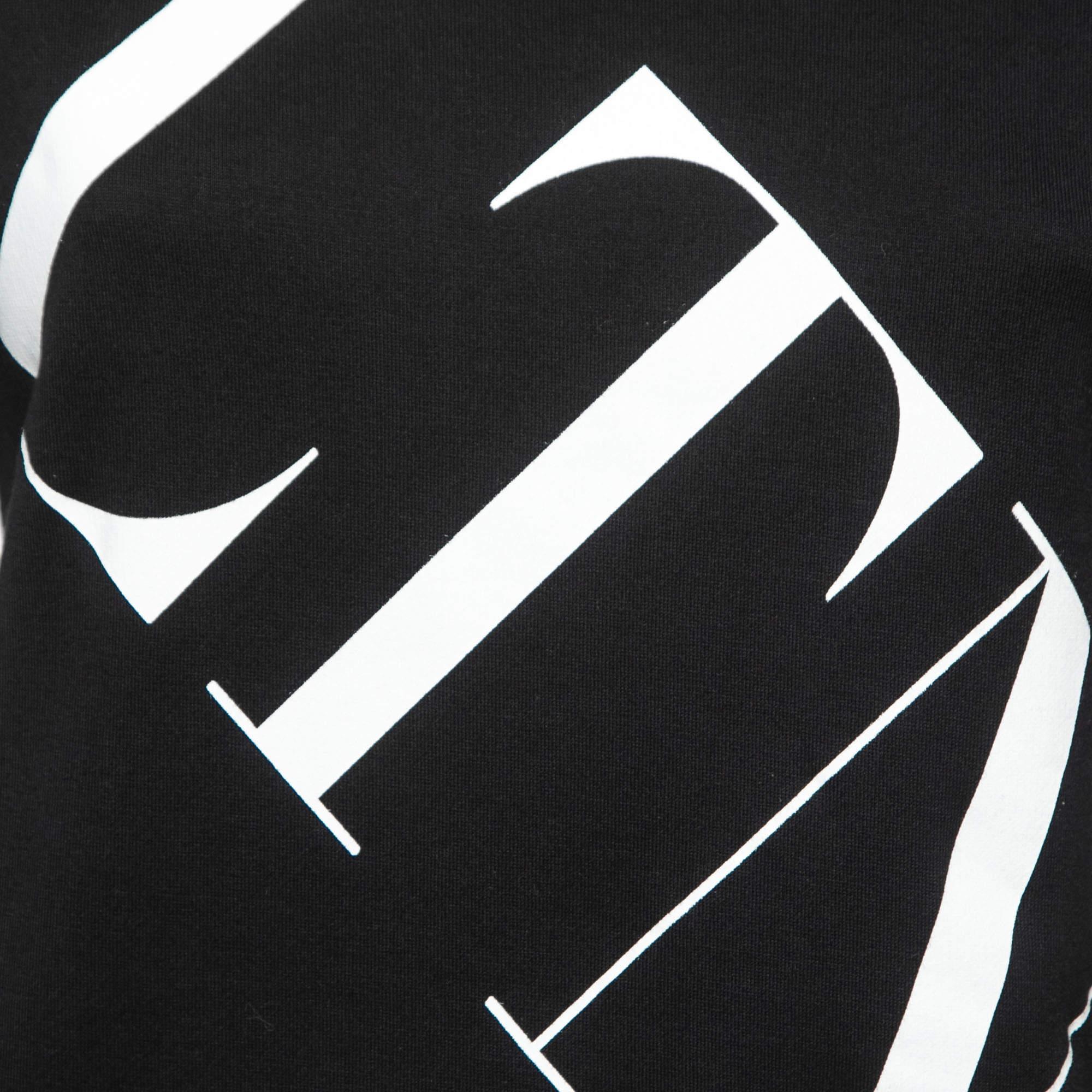 Valentino Black VLTN Print Cotton Crew Neck Sweatshirt XS In Good Condition For Sale In Dubai, Al Qouz 2