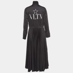 Valentino Black VLTN Star Print Jersey Sporty Midi Dress L
