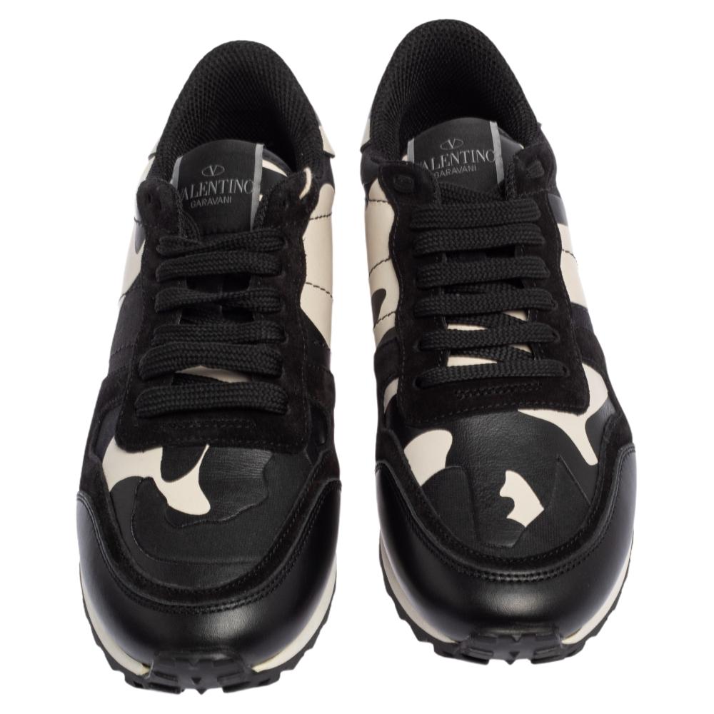 Valentino Black/White Camouflage Suede 