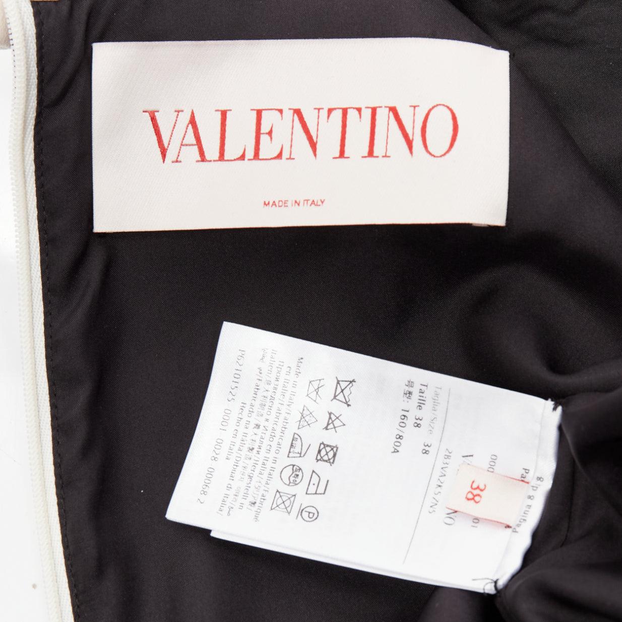 VALENTINO negro blanco cadena impresión lana virgen seda vestido IT38 XS en venta 4