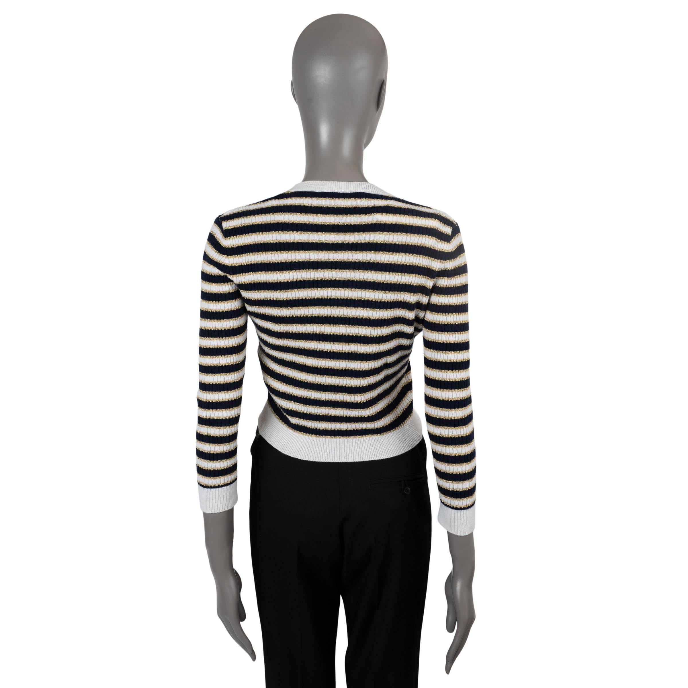 Noir VALENTINO STRIPE CROPPED Sweater LUREX 2022 en laine noire et blanche dorée en vente