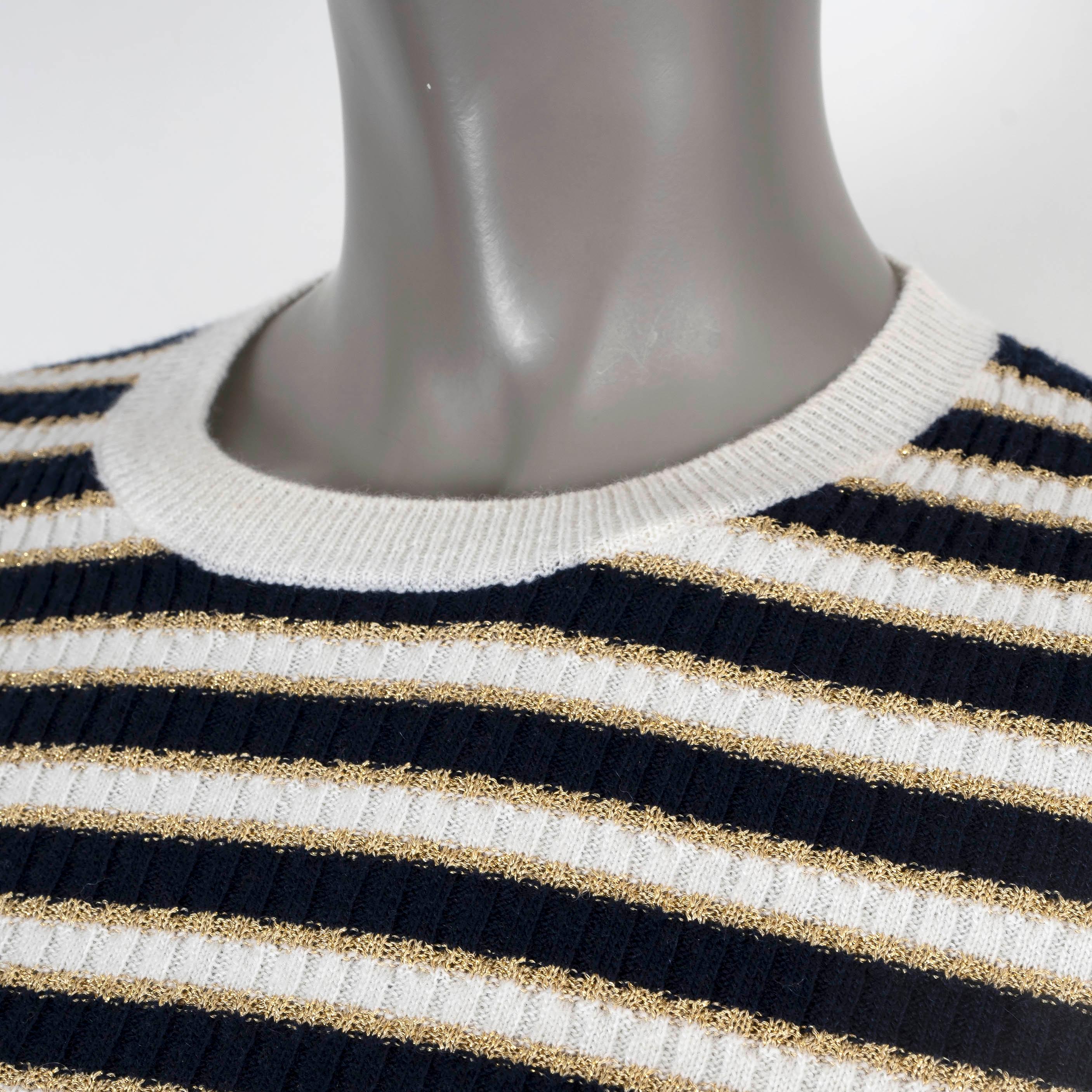 VALENTINO STRIPE CROPPED Sweater LUREX 2022 en laine noire et blanche dorée Pour femmes en vente